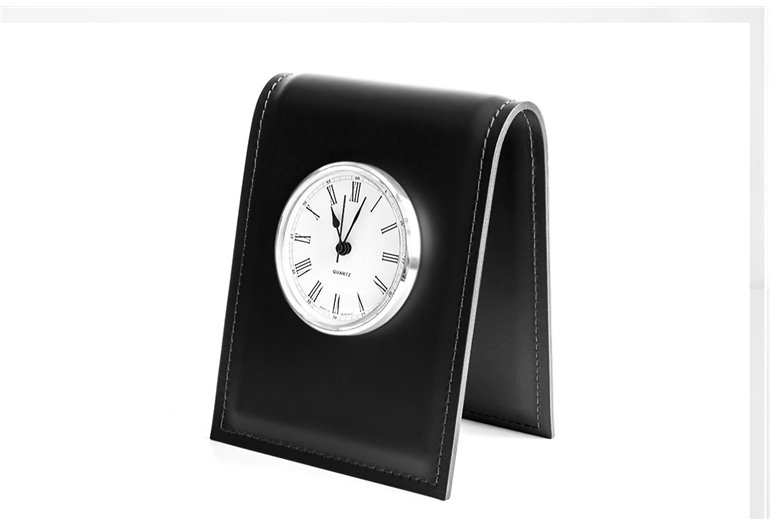 Подставка с часами, циферблат 85мм, кожа Full Grain