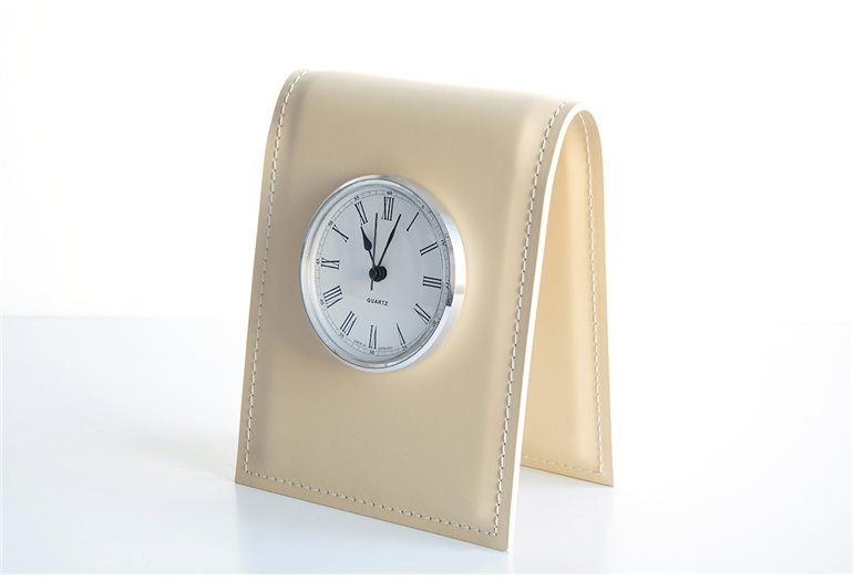 Подставка с часами, циферблат 85мм, кожа Full Grain