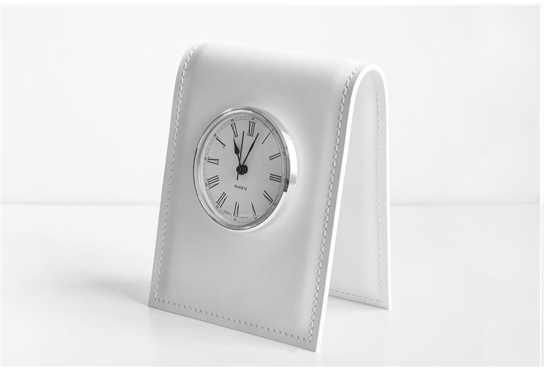 Подставка с часами, циферблат 85мм, кожа Full Grain