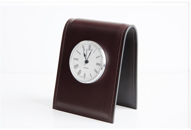 Подставка с часами, циферблат 85мм, кожа Full Grain