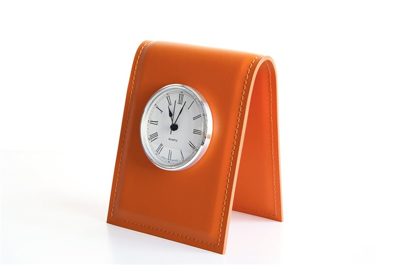 Подставка с часами, циферблат 85мм, кожа Full Grain
