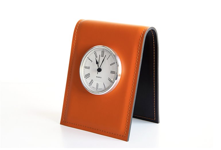 Подставка с часами, циферблат 85мм, кожа Full Grain