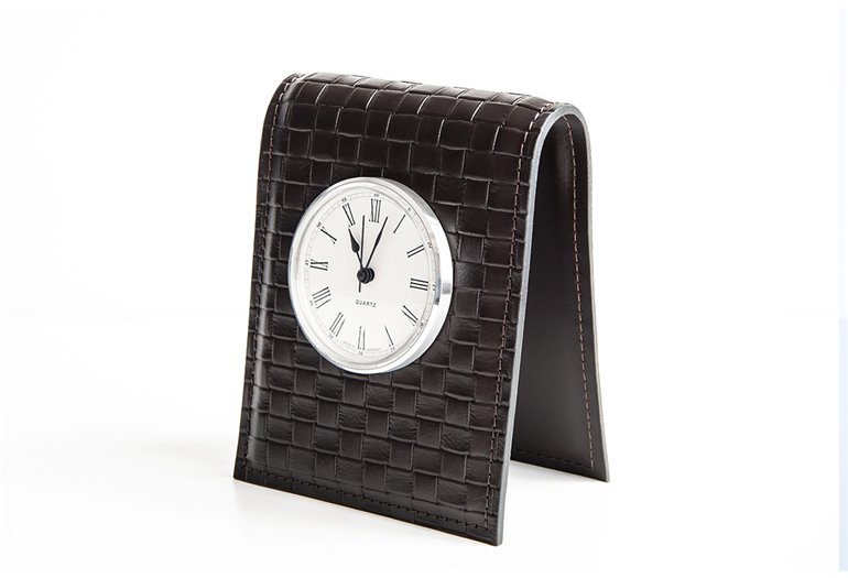 Подставка с часами, циферблат 85мм, кожа Full Grain