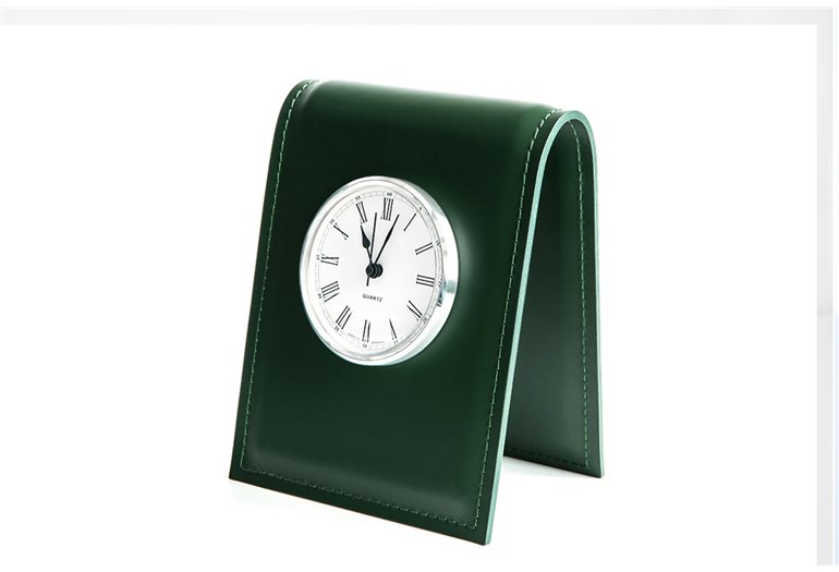 Подставка с часами, циферблат 85мм, кожа Full Grain